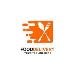 Food Delivery Logo Design Template With Fork and Spoon. Fast Food logo