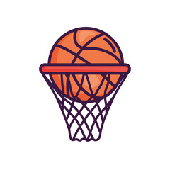 Fototapeta na wymiar basketball hoop with ball icon, line color style