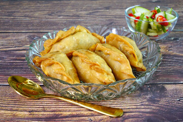 Chicken curry puff, famous snack in South East Asia. Halal food