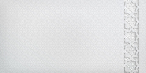 Symmetrical abstract vector background in arabian style made of emboss geometric shapes with shadow.