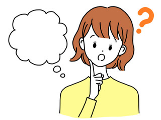 若い 女性 吹き出し  はてなマーク
