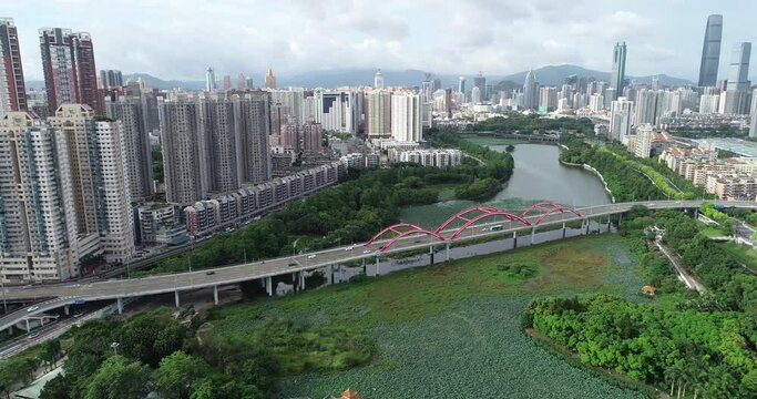 Aerial view of cityscape in Shenzhen city,China