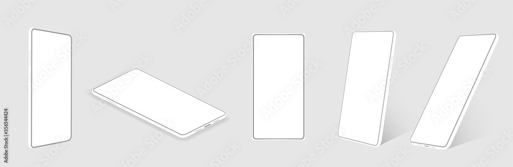 Leinwandbilder minimal collection mockups smartphones at different angles for presentation. (isometric, perspective