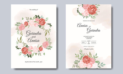Beautiful floral wedding invitation card template premium Premium Vector