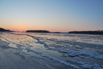 Evening on the Irtysh River, Omsk region, Siberia, Russia