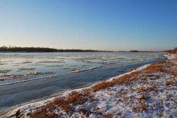 Evening on the Irtysh River, Omsk region, Siberia, Russia