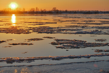 Evening on the Irtysh River, Omsk region, Siberia, Russia