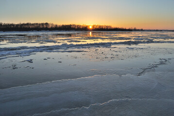 Evening on the Irtysh River, Omsk region, Siberia, Russia