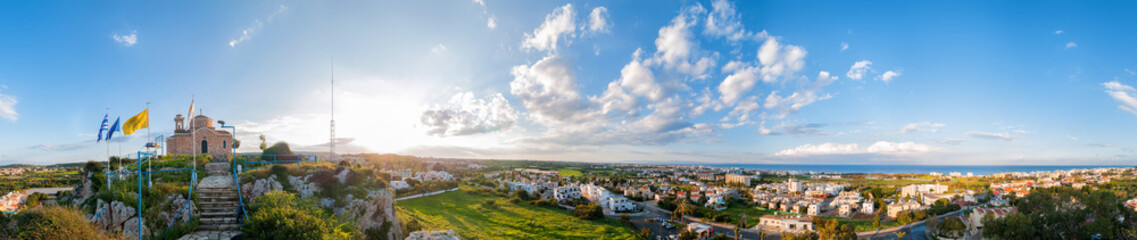 Fototapeta premium Profitis Elias Church and panoramic view of Protaras
