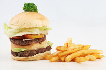 burger with fried potato