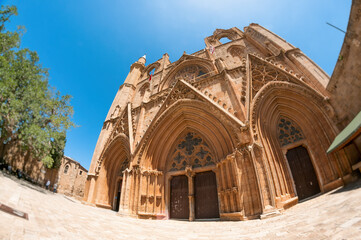 Fototapeta na wymiar Lala Mustafa Pasha Mosque formerly St. Nicholas Cathedral. Famagusta, Cyprus