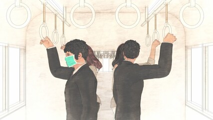 電車 車内コロナウイルス 人あり 満員電車 イラスト33 Wall Mural Hiro Studio 電車 車内コロナウイルス 人あり 満員電車 イラスト33 Wall Mural Hiro Studio