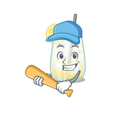 Fototapeta premium Attractive tom collins cocktail caricature character playing baseball