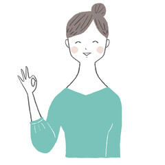 オッケーポーズをする女性