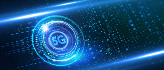 The concept of 5G network, high-speed mobile Internet, new generation networks. Business, modern technology, internet and networking concept. 3d illustration.