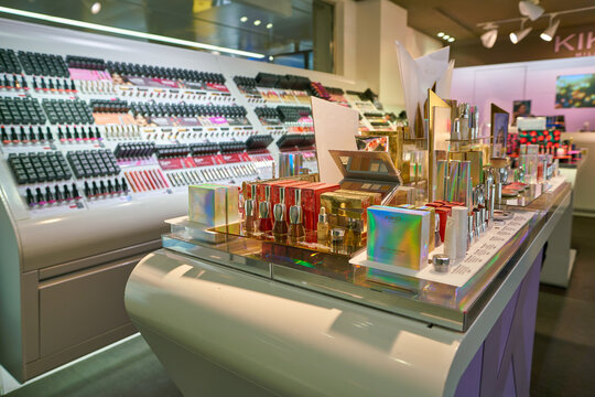 LINATE, ITALY - CIRCA NOVEMBER, 2017: cosmetics on display at Milan Linate Airport.