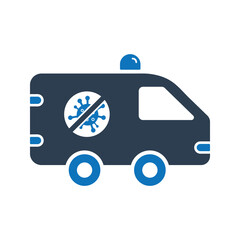 Ambulance icon. Virus protection vehicle icon