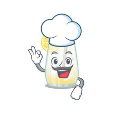 Talented tom collins cocktail chef cartoon drawing wearing chef hat