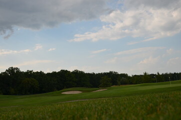 green field and blue sky