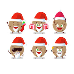 Santa Claus emoticons with brown coconut cartoon character