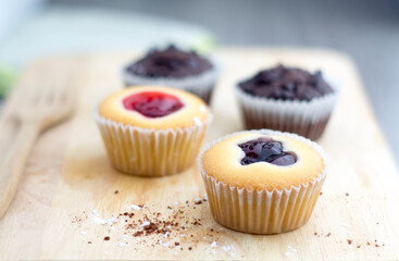 Homemade berry cupcake close up