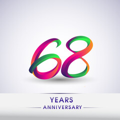 Obraz premium 68th anniversary celebration logotype green and red colored. ten years birthday logo on white background.