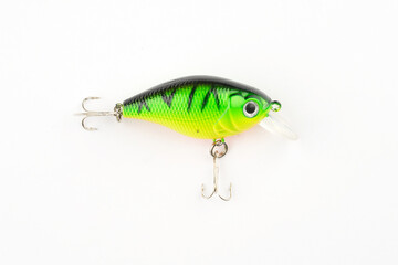 Fishing lure with hooks isolated in white background