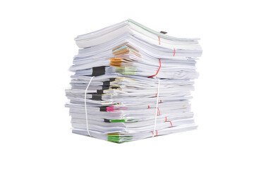 Stack of business papers isolated on white background