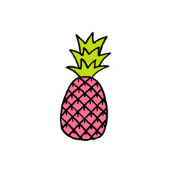 pineapple doodle icon, vector illustration