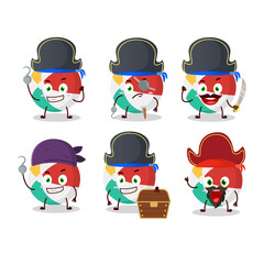 Cartoon character of beach ball with various pirates emoticons