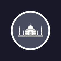 Taj Mahal icon, vector illustration