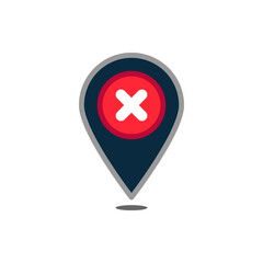 Obraz premium Location, pointer pin with cross mark filled outline icons. Vector illustration. Editable stroke. Isolated icon suitable for web, infographics, interface and apps.