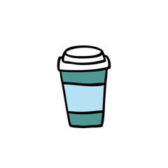 take away coffee cup doodle icon, vector illustration