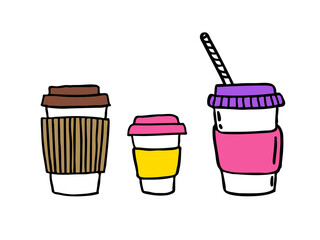 take away coffee cup doodle icon, vector illustration