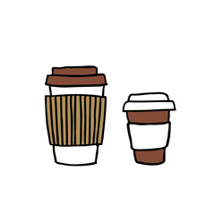 take away coffee cup doodle icon, vector illustration
