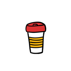 take away coffee cup doodle icon, vector illustration