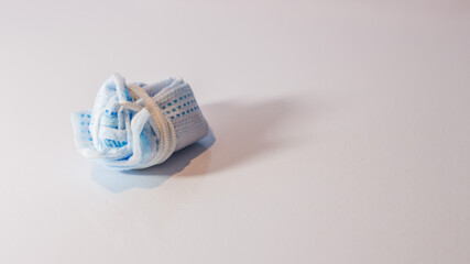 Close-up medical mask protection corona virus after use 