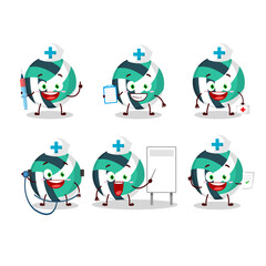 Doctor profession emoticon with volley ball cartoon character