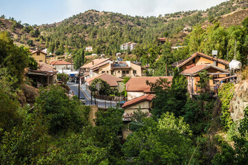 Fototapeta na wymiar Kakopetria, famous touristic village in the north side of the Troodos mountain range. Nicosia District. Cyprus