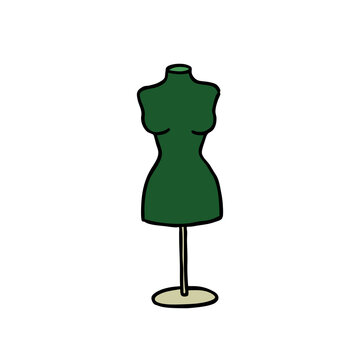 sewing mannequin doodle icon, vector illustration