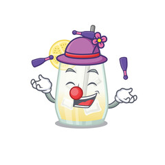 A tom collins cocktail cartoon design style succeed playing juggling