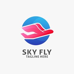 Airplane flying logo design