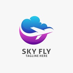 Airplane flying logo design