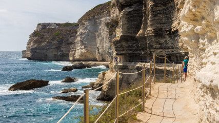 Walking along the cliff in Corse