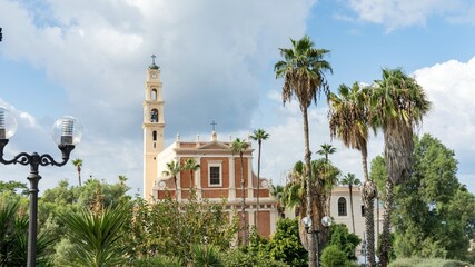 Fototapeta na wymiar St. Peter's church in the Old Jaffa city, Tel Aviv, Israel.