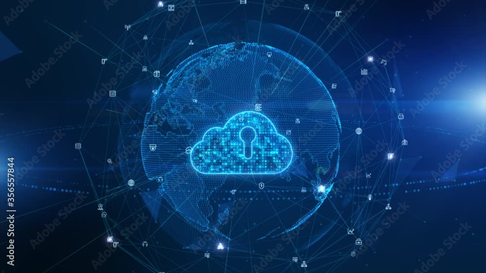 Poster digital cloud computing of cyber security, digital data network protection, 5g high speed internet c