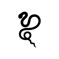 Obraz premium Black snake Silhouette in a simple minimalistic style. Vector isolated illustration on a white background.