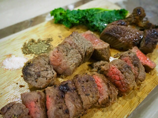 Attractive beef steak, main course during dinner time