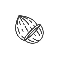 Coconut fruit line icon. linear style sign for mobile concept and web design. Coconut whole and slice outline vector icon. Symbol, logo illustration. Vector graphics