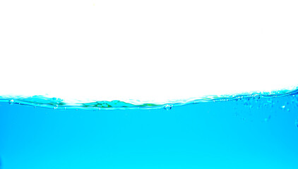 blue water waves with with bubbles on a white background